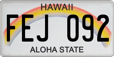 HI license plate FEJ092
