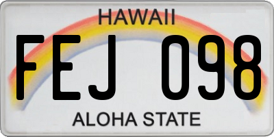 HI license plate FEJ098