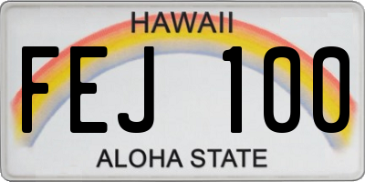 HI license plate FEJ100