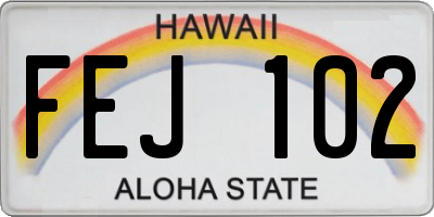 HI license plate FEJ102