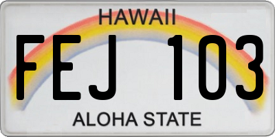 HI license plate FEJ103