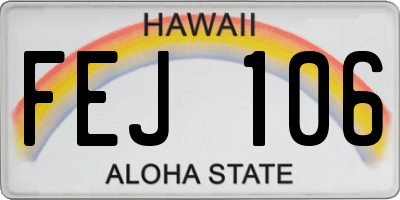 HI license plate FEJ106
