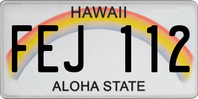 HI license plate FEJ112