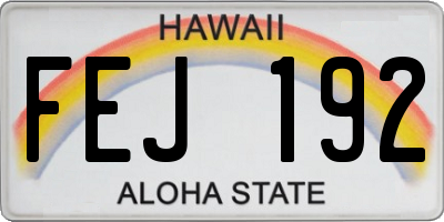 HI license plate FEJ192