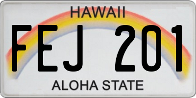 HI license plate FEJ201