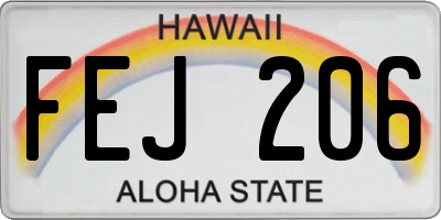 HI license plate FEJ206