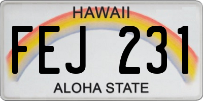 HI license plate FEJ231