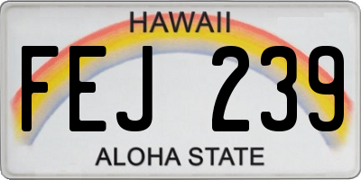 HI license plate FEJ239
