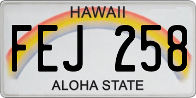 HI license plate FEJ258