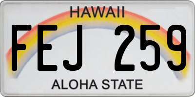 HI license plate FEJ259