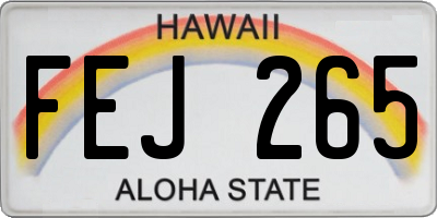 HI license plate FEJ265