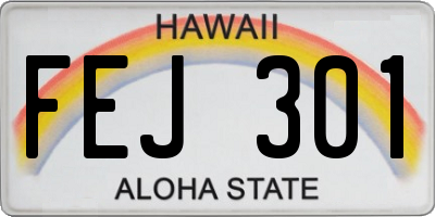 HI license plate FEJ301