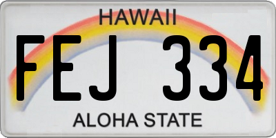 HI license plate FEJ334