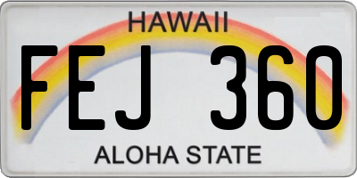 HI license plate FEJ360