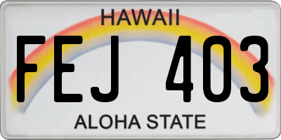 HI license plate FEJ403