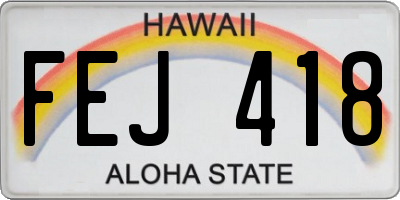 HI license plate FEJ418