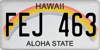 HI license plate FEJ463