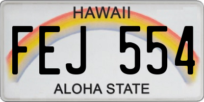 HI license plate FEJ554