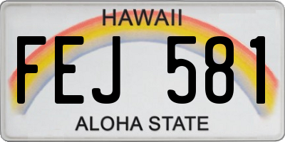 HI license plate FEJ581