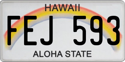 HI license plate FEJ593