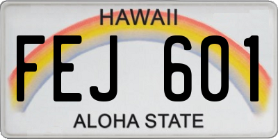 HI license plate FEJ601
