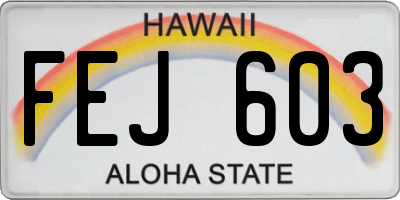 HI license plate FEJ603
