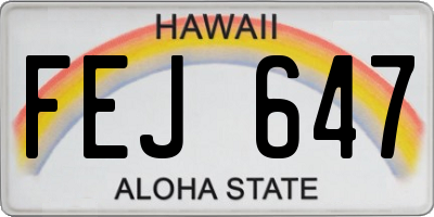 HI license plate FEJ647