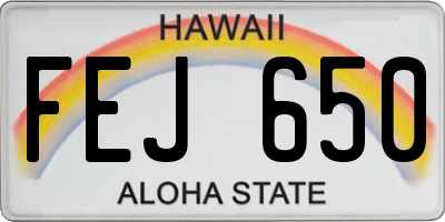 HI license plate FEJ650