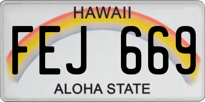 HI license plate FEJ669
