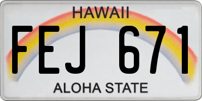 HI license plate FEJ671