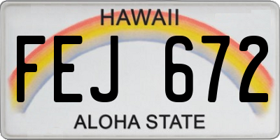 HI license plate FEJ672