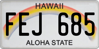HI license plate FEJ685