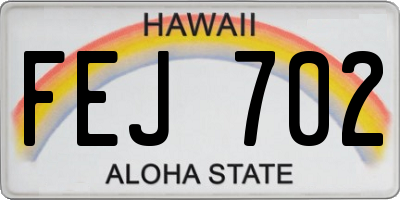 HI license plate FEJ702