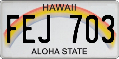 HI license plate FEJ703