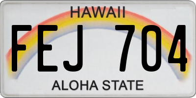 HI license plate FEJ704