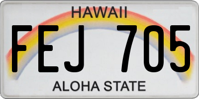 HI license plate FEJ705
