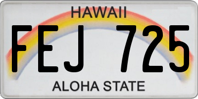 HI license plate FEJ725