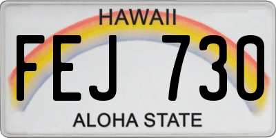 HI license plate FEJ730