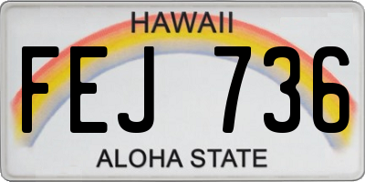 HI license plate FEJ736
