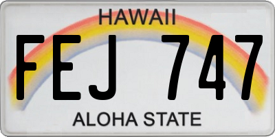 HI license plate FEJ747