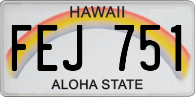 HI license plate FEJ751
