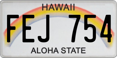 HI license plate FEJ754