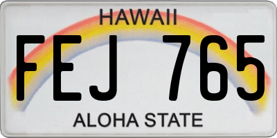 HI license plate FEJ765
