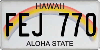HI license plate FEJ770