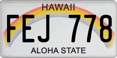 HI license plate FEJ778