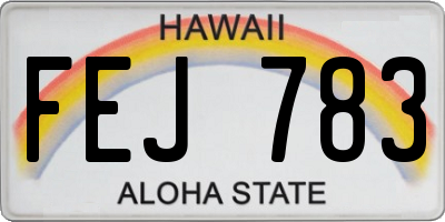HI license plate FEJ783