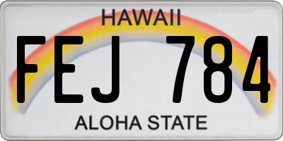 HI license plate FEJ784