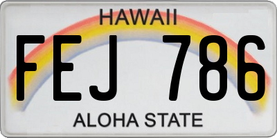 HI license plate FEJ786