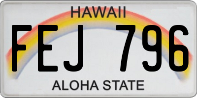 HI license plate FEJ796