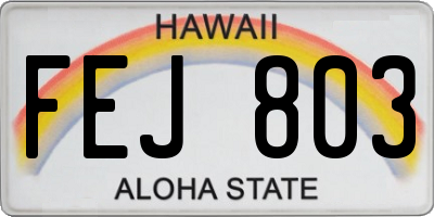 HI license plate FEJ803